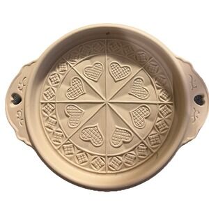 Vintage Brown Bag Cookie Co Ceramic Shortbread Pan 9" Heart‎ Design 1995